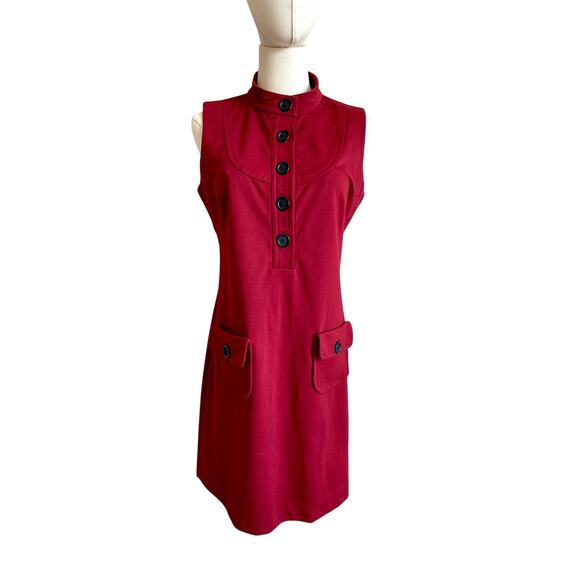 Banana Republic Dresses & Skirts - Banana Republic Merlot Button Front Stretch Mod Sleeveless Sheath Dress Jumper 6